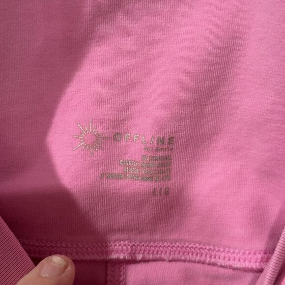 Offline By Aerie High-Waisted Pink Athletic Shorts Womens Size L - Picture 3 of 3